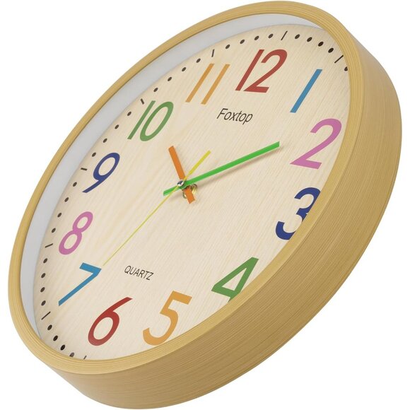 14 Inch Kids Wall Clock Silent Non-Ticking Battery Operated Colorful Childrens W - Picture 6 of 9